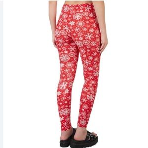 No Comment Red With Snowflakes Ugly Christmas Lightweight Leggings 2X